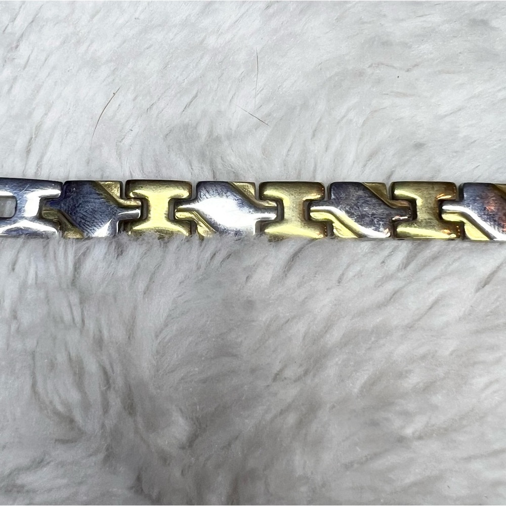 Two-Tone Gold & Silver Men's Stainless Steel Chain Bracelet 8 Inch